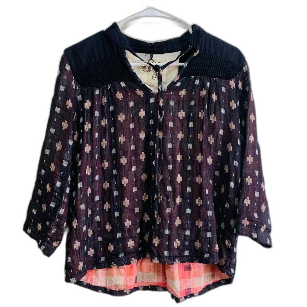 Ace & Jig Black and Orange Constance Double Gauze top size xs